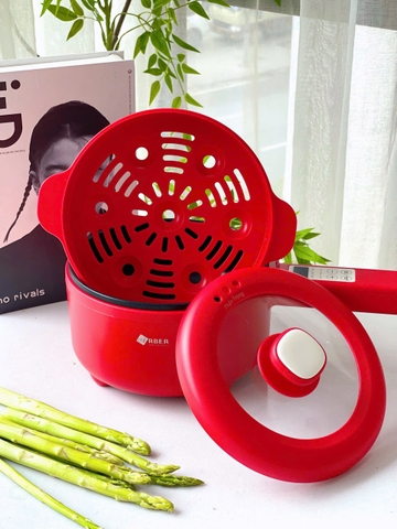 Nồi Điện Đa Năng Arber DN08 Màu Đỏ 1.6 Lít