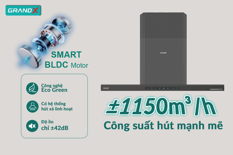 Hút mùi chữ T GrandX GX H70C69G - Auto Air Clean Smart mới