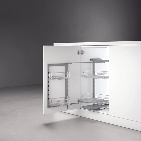 Rổ tủ đồ khô Hafele DOLCE 548.65.006 | 2 Tầng Inox 304 Cánh Mở Xoay