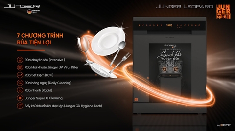 Máy rửa bát Junger JG Leopard DWJ-183-VG 15 bộ Sấy UV - AI Plus