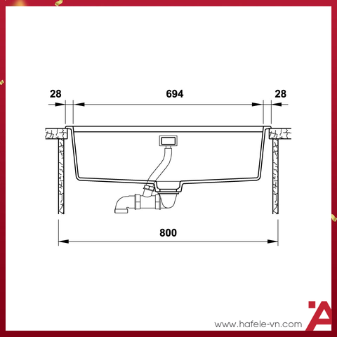 Chậu rửa bát đá Hafele HS20-GED1S80 570.30.500
