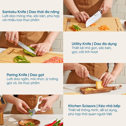 Bộ dao Konox Gouter 7 món – Thép Đức 1.4116 Cao Cấp