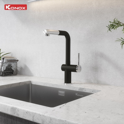 Vòi rửa bát Konox Stream Smart Black - PVD Đen Italy