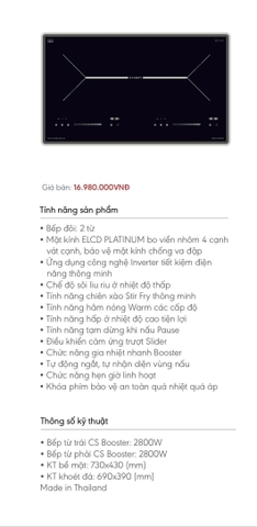Bếp từ đôi Canzy nhập khẩu Thái Lan - Hàng đặc biệt công trình