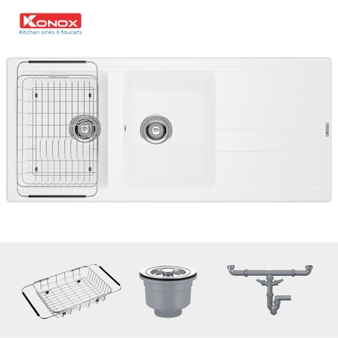 Chậu rửa bát đá Konox Phoenix 1160 White Silver