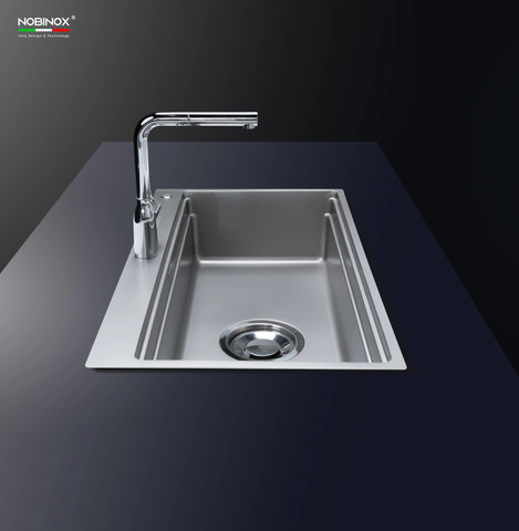 Chậu rửa bát 1 hố Nobinox LIRA NJ560D - Bề mặt Linen chống xước