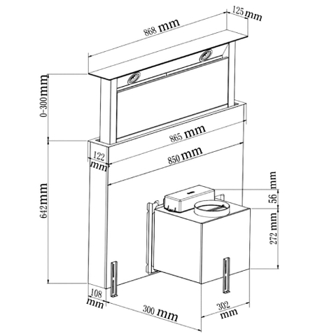 Máy Hút Mùi Âm Bàn Đá Bauer BC 90HF - Down Draft Glass