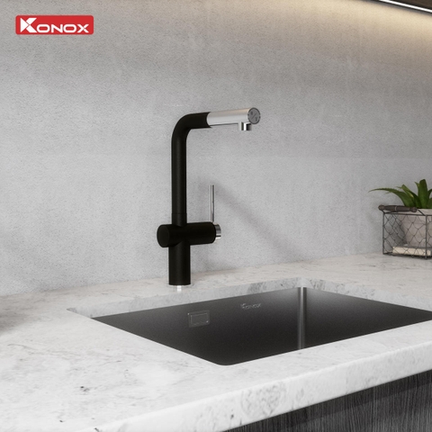 Vòi rửa bát Konox Stream Smart Black - PVD Đen Italy