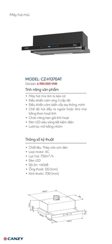 Máy Hút Mùi Canzy CZ H1370AT - Bản 2026 Smart thông minh