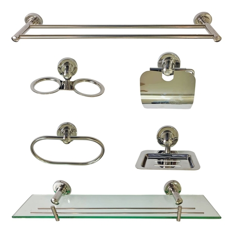 XẢ KHO - Bộ Phụ Kiện Phòng Tắm Inox 6 Món Teady PKG-001