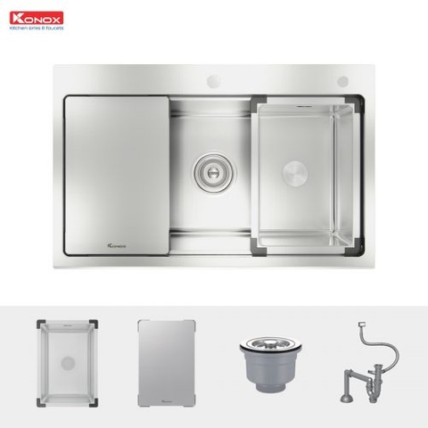 Chậu rửa bát chống xước Workstation Konox KN8151TS Dekor