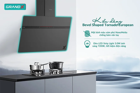 Hút mùi kính vát GrandX GX H90S86G - Luxury - 900mm - BLDC 110W, 1200m³/h