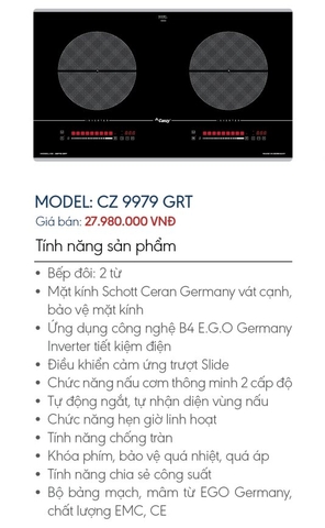 Bếp từ Canzy CZ-9979 GRT - Made in Germany