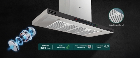 Hút mùi chữ T GrandX GX H90C68B - BLDC Inverter cực êm