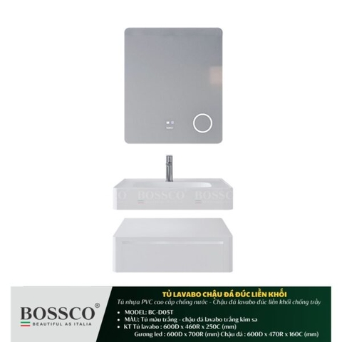 Bộ tủ lavabo chậu đá đúc liền khối BOSSCO BC-D05T