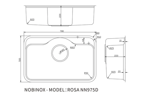 Chậu rửa bát 1 hố Nobinox ROSA NN975D - Vân siêu mịn chống xước