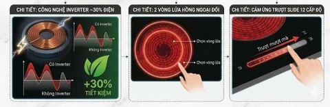 Bếp hỗn hợp 1 Từ 1 Hồng ngoại CZ TL875R