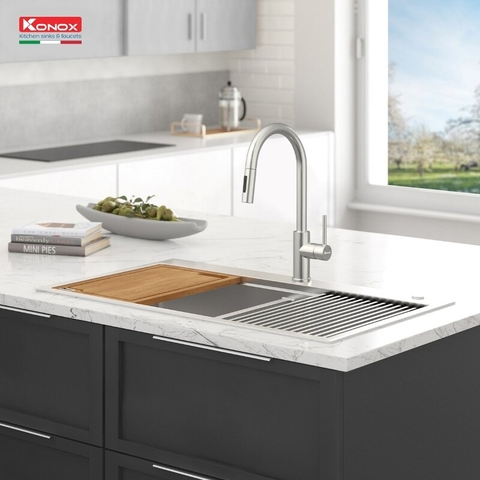 Vòi rửa bát Konox Reno - Inox SS304 nguyên khối
