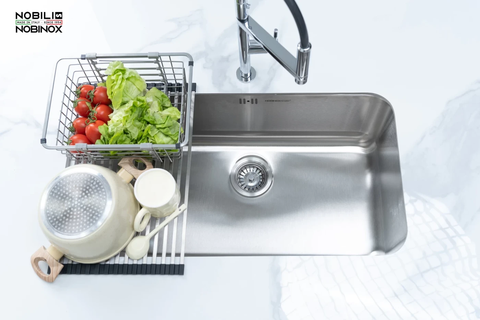 Chậu rửa bát 1 hố Nobinox PURA NT622U - Thiết kế tối giản, Lòng sâu 23cm