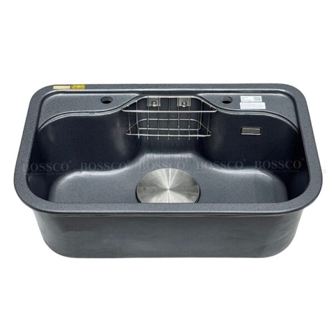Chậu rửa chén đá 1 hộc bo góc BOSSCO BC-PT7850XĐ Xám Đen