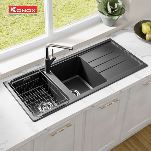 Chậu rửa bát đá Konox Phoenix 1160 Black