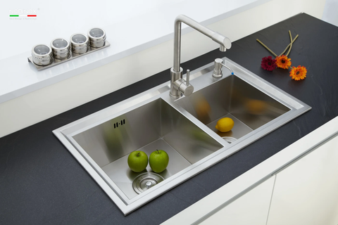 Chậu rửa bát Nobinox Liken NL786 - Inox Posco 304, 2 hố lệch