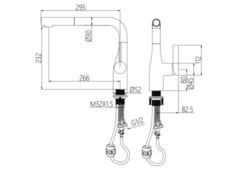 Vòi rửa bát dây rút Nobinox Japa NX996