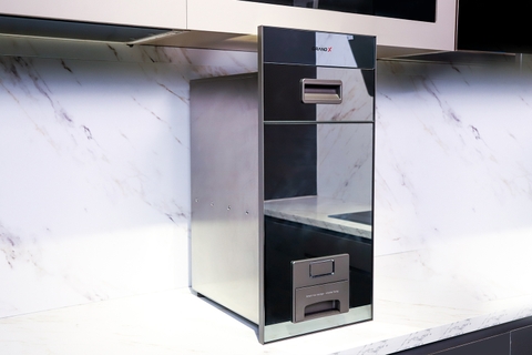 Thùng gạo mặt kính GrandX XR.G302M nút nhấn 25kg lắp âm