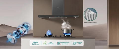 Hút mùi chữ T GrandX GX H70C69G - Auto Air Clean Smart mới