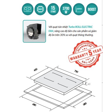 Bếp từ Grandx GX IP869Pro Series 8 nhập Malaysia - kính Schott Ceran