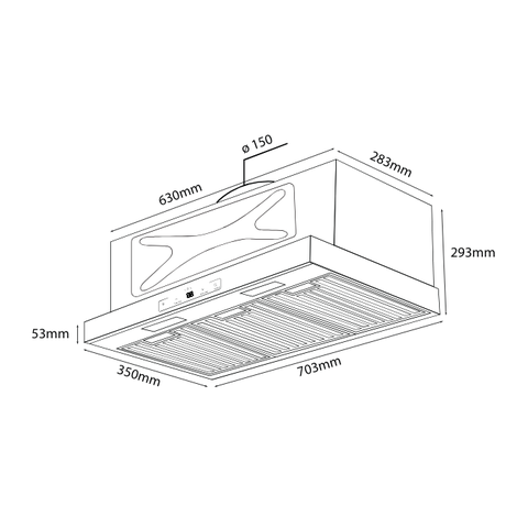 Máy hút mùi Turbo X-350D - Âm tủ thế hệ mới - Cảm biến vẫy tay