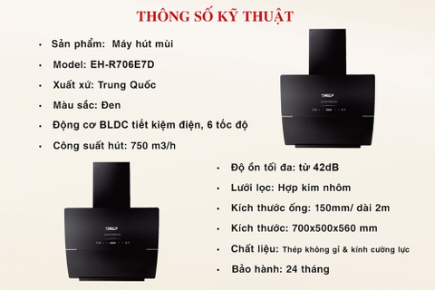 Máy hút mùi kính vát Chef's EH-R706E7D
