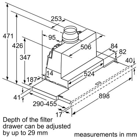 Máy hút mùi Bosch DFS097A51B Serie 4 - Âm tủ 90cm