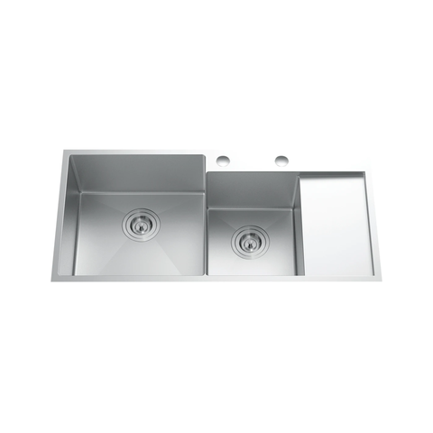 Chậu rửa bát Nobinox Liken NL746 - 2 hố lệch có bàn chờ, Inox Posco