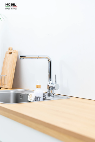 Vòi rửa bát dây rút Nobili Mania NB215T - Thiết kế chữ L | Italy