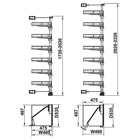 Rổ xoay Hafele KARA VARIO 595.82.815 - Hệ tủ đồ khô 7 tầng