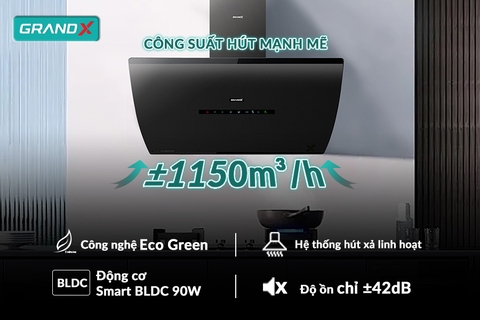 Hút mùi kính vát GrandX GX H70S87B - Auto Open Close - Auto Air Cleaing