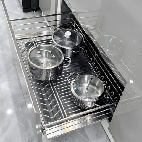 Giá Xoong Nồi Nan Oval SUS 304 GrandX XP.90M Cho Tủ Bếp Dưới 90cm