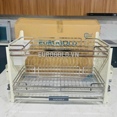 Giá bát nâng hạ Eurogold EVI170W (EVI970LW) - Inox 304 Nan dẹt - Trắng
