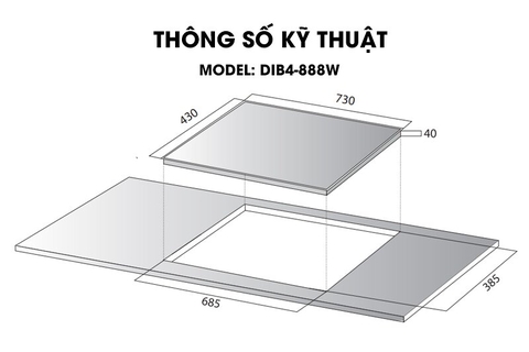 Bếp Từ Kocher DIB4-888W - Kính Kera Pháp trắng sang, nhập khẩu Đức