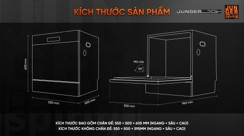 Máy rửa bát Junger JG Leopard DWJ-133-MS - UV Tech + AI Dry