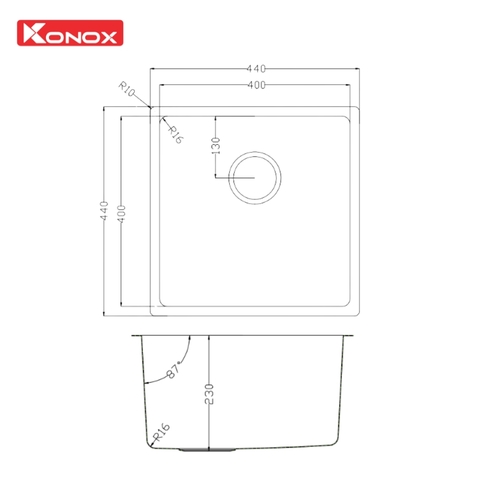 Chậu Rửa Bát Konox Tari 400SM Phong Cách Nhật: Inox 304 Bề Mặt Mịn