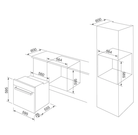 Lò nướng âm tủ Malloca MOV659PGR - 65L - Màu xám - Nhiệt phân