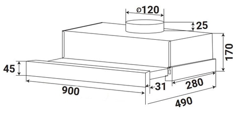 Máy Hút Mùi KAFF KF-TL1009B | Âm Tủ 90cm