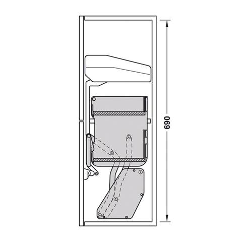 Rổ nâng hạ Utensio Plus H2 Khay đôi 504.68.375 | 2 tầng màu Than chì (700mm)