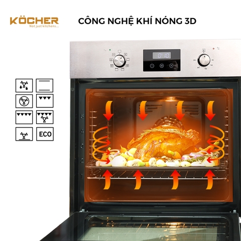 Lò nướng âm tủ KOCHER KOEU-68S08F - 68 Lít - Công nghệ 3D