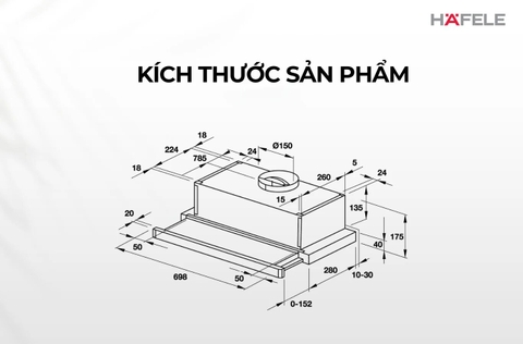 Máy hút mùi âm tủ Hafele HC-BI70B - 538.86.095