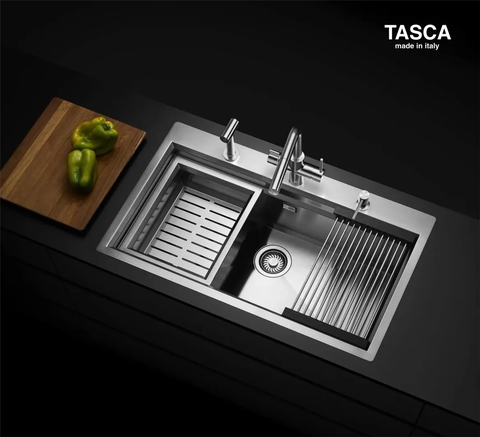 Chậu rửa bát Tasca Step NT685T - Size Đại 840mm, Gờ Slide, Nhập Ý