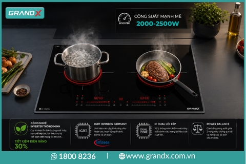 Bếp từ đôi GrandX IH666Plus -  Nhập Malaysia