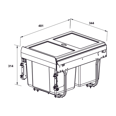 Thùng rác âm tủ Viola 503.39.631 - 2 ngăn 30L - Giảm chấn